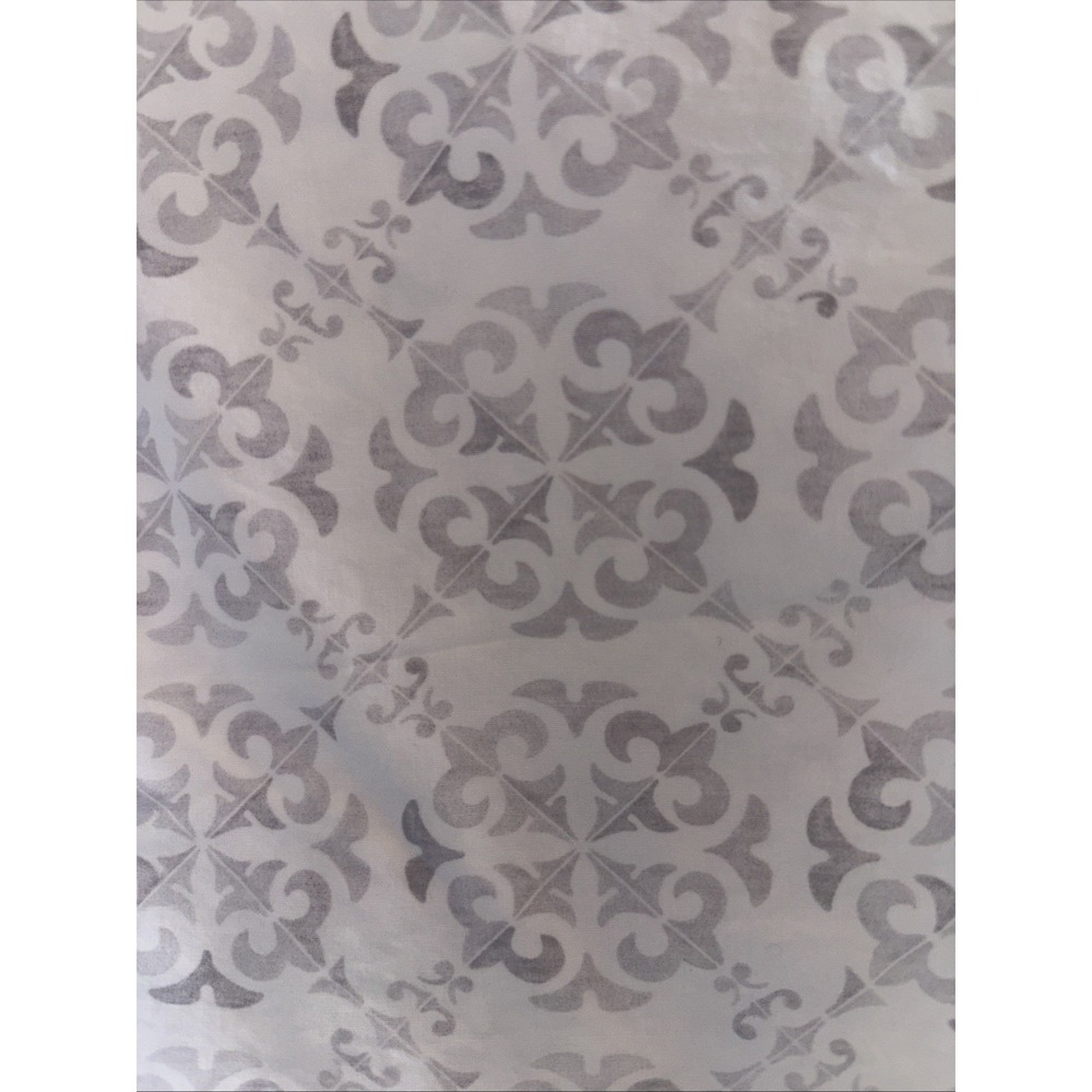 Serena & Lily Classic Ring KING Flat Sheet Gray White Geometric 100% Cotton.